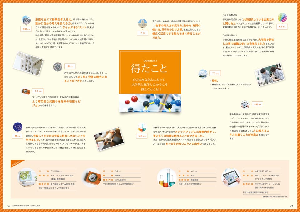 大学 ロールモデル集パンフレット デザイン サンプル P.7〜P.8