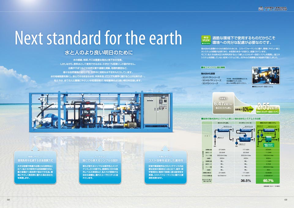 海水淡水化装置製造会社 総合カタログ デザイン サンプル P.2〜P.3／導入