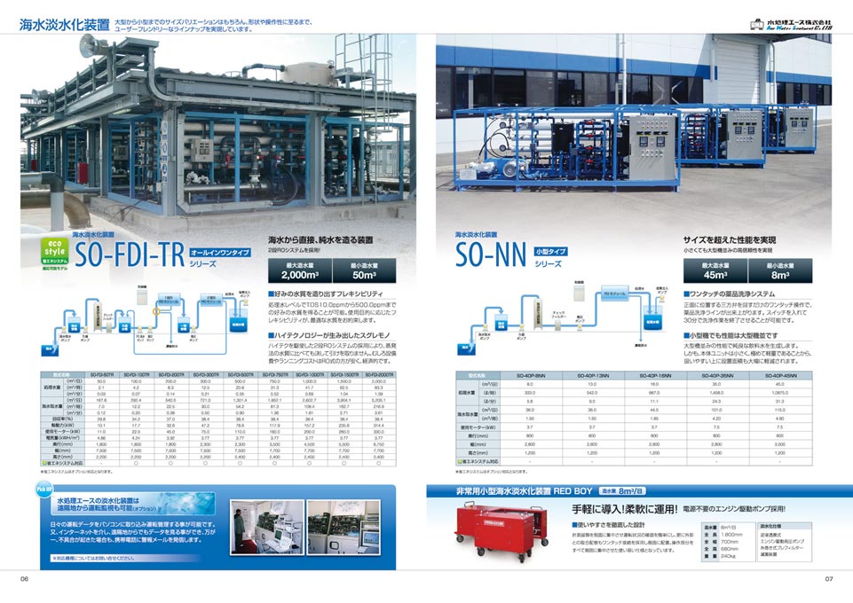 海水淡水化装置製造会社 総合カタログ デザイン サンプル P.6〜P.7