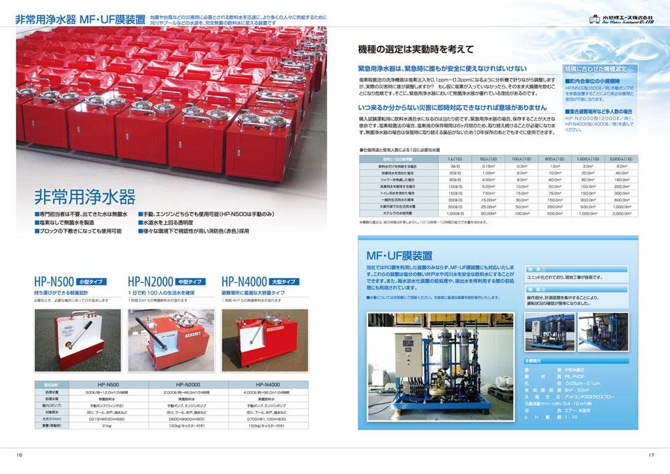 海水淡水化装置製造会社 総合カタログ デザイン サンプル P.16〜P.17