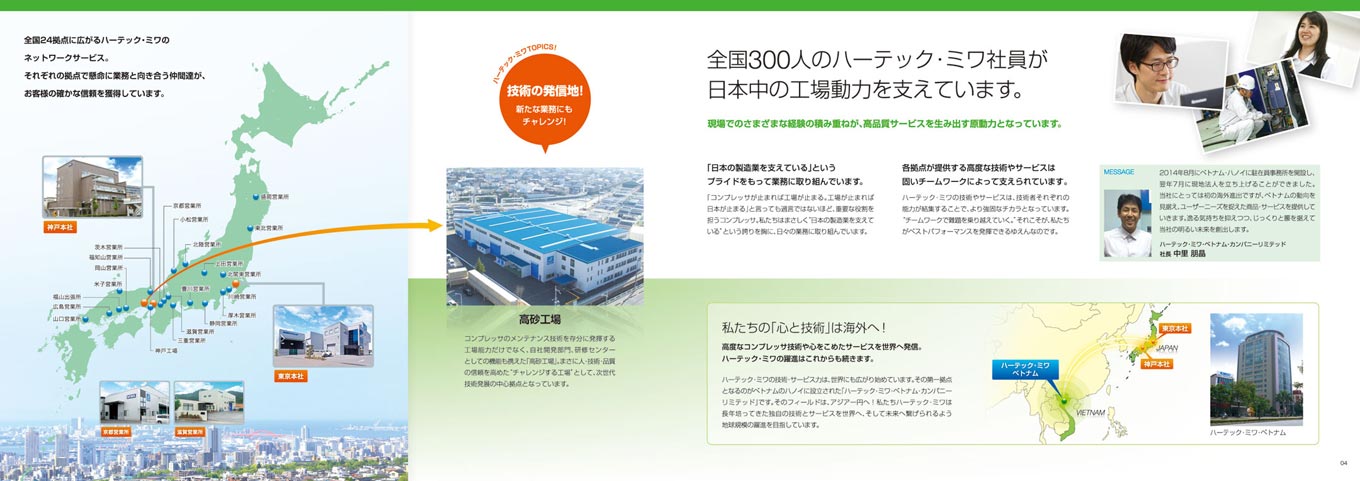 コンプレッサメンテナンス企業 採用パンフレット デザイン サンプル P.4〜P.5