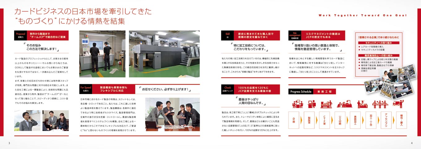 印刷加工会社 会社案内パンフレット デザイン サンプル P.3〜P.4