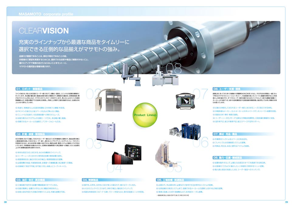 製造設備商社 会社案内パンフレット デザイン サンプル P.8〜P.9