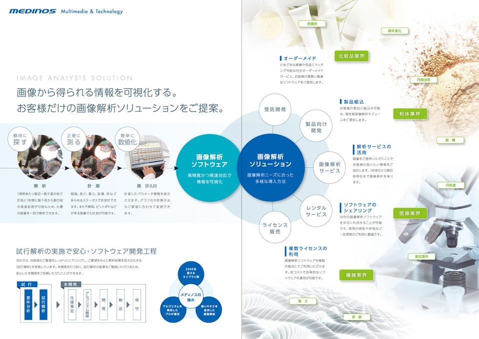 組み込みシステム開発会社 事業案内パンフレット デザイン サンプル P.1〜P.2