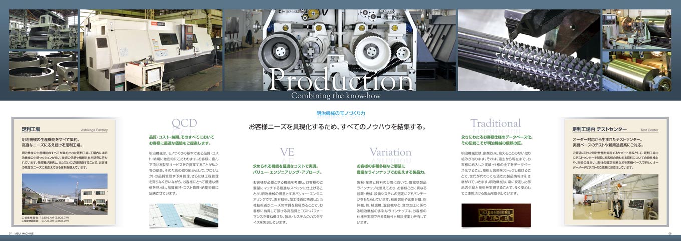 食品関連製造設備メーカー 会社案内パンフレット デザイン サンプル P.7〜P.8