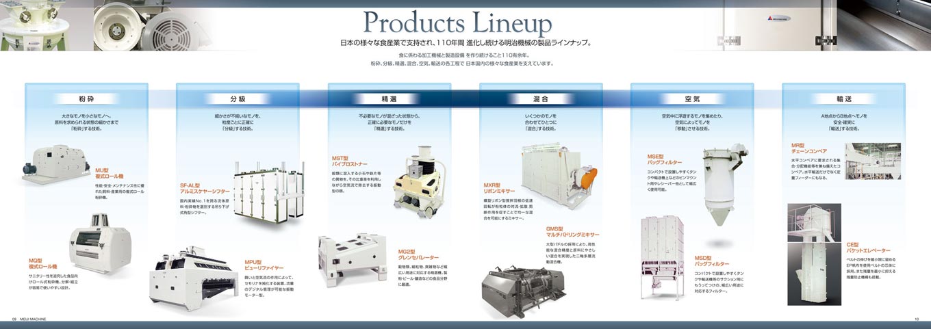 食品関連製造設備メーカー 会社案内パンフレット デザイン サンプル P.9〜P.10