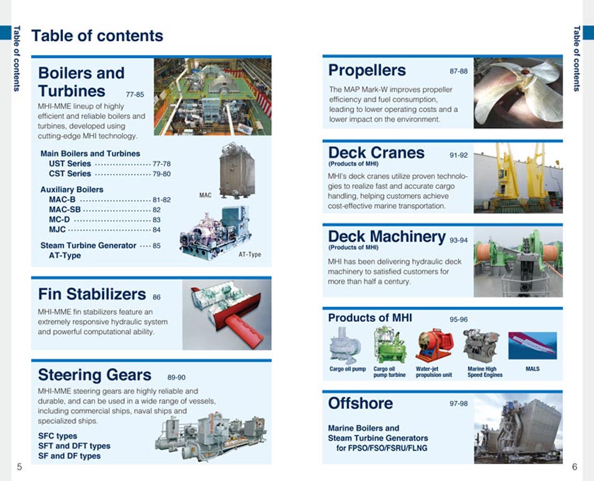 船舶用エンジン製造会社 船舶用エンジン総合カタログ デザイン サンプル P.5〜P.6