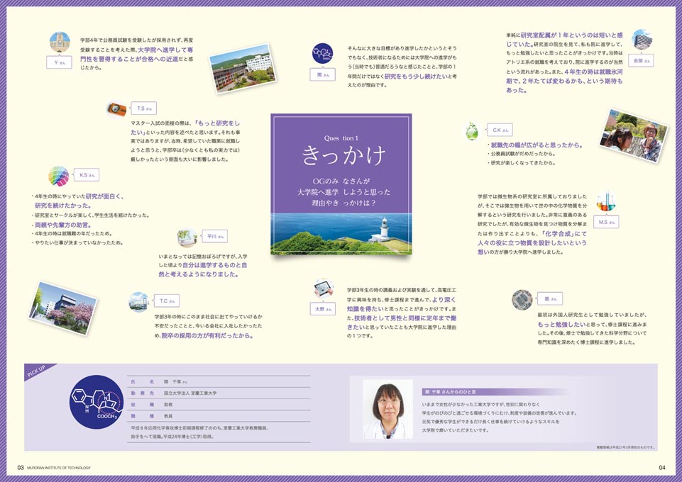 大学 ロールモデル集パンフレット デザイン サンプル P.3〜P.4