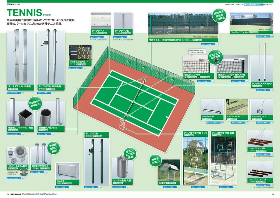 スポーツ施設製造メーカー 建材商社向けカタログ デザイン サンプル P.4〜P.5