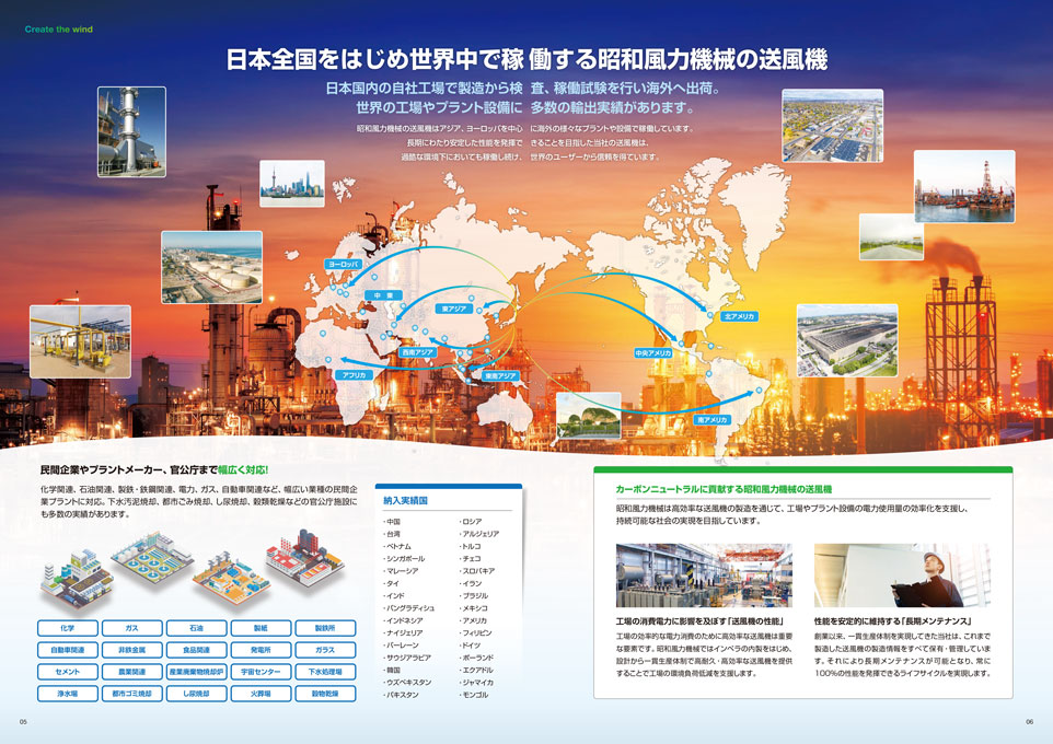 送風機設計・製造販売会社 会社案内パンフレット デザイン サンプル P.05〜P.06