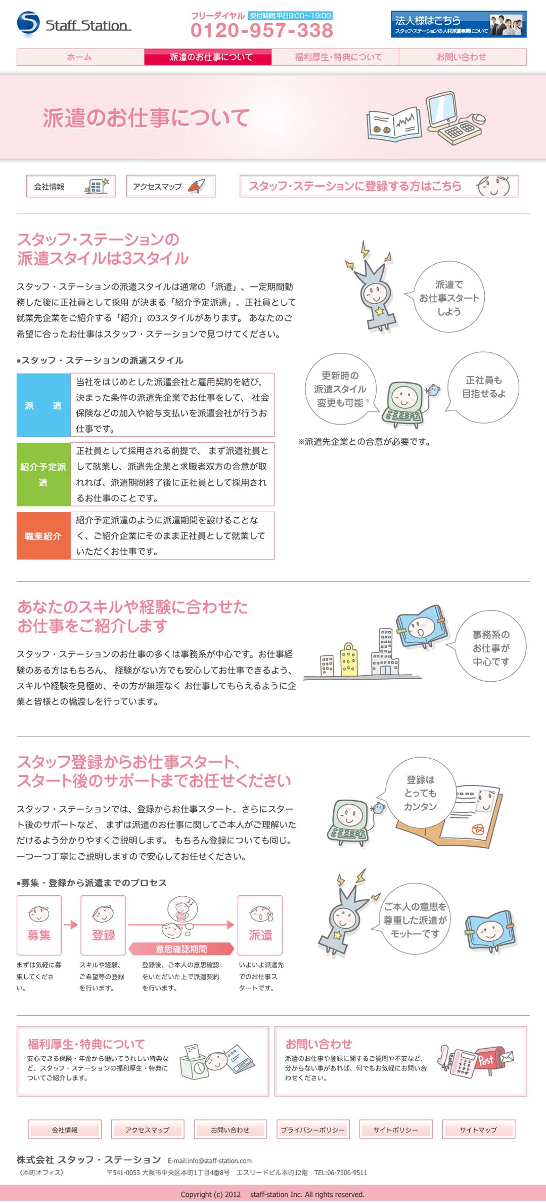 人材派遣会社 ホームページ デザイン サンプル 派遣のお仕事について